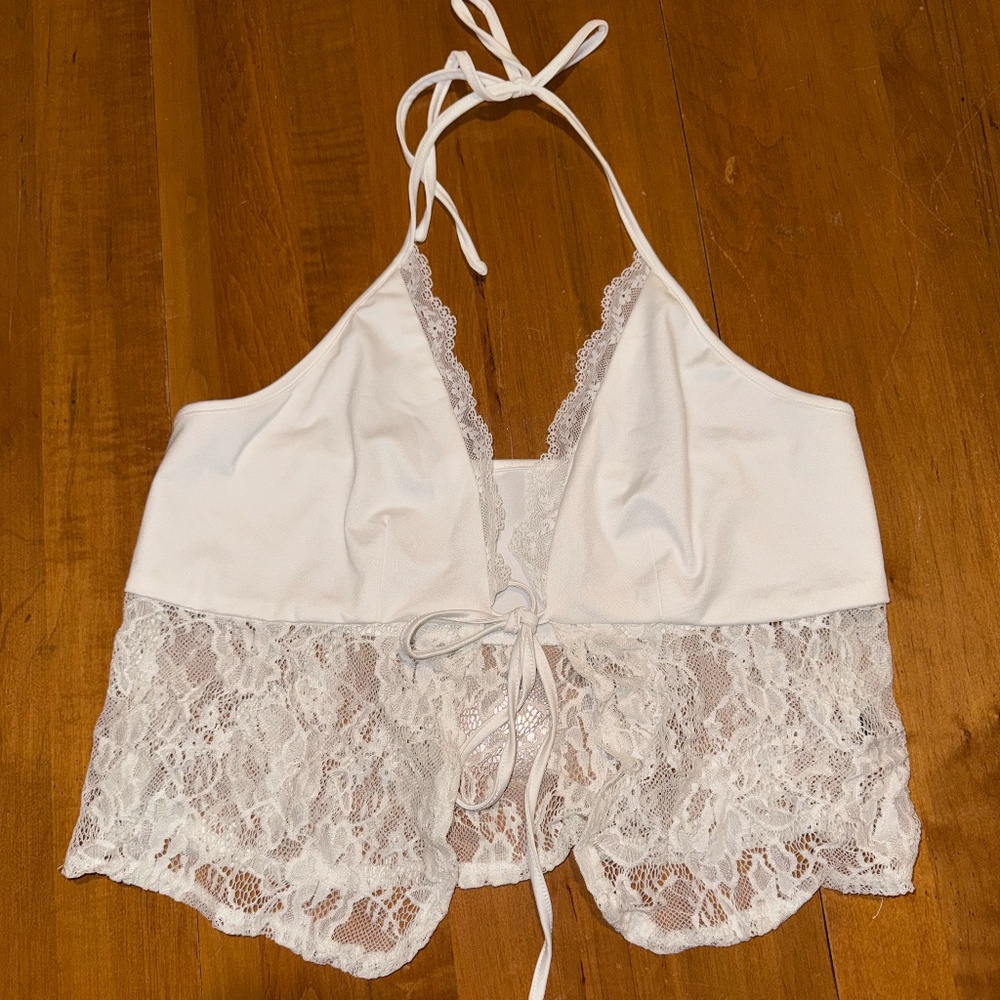 SHEIN White Tank Tie Front Large